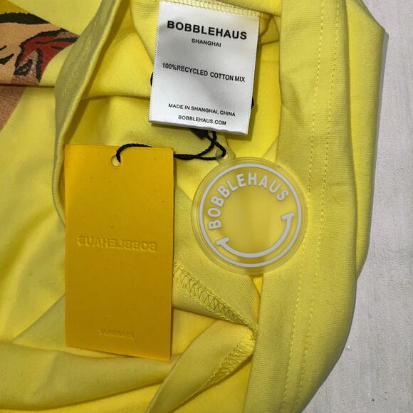 BOBBLEHAUS XL Yellow Graphic Tee Pop Art Print – Sustainable Streetwear - New - Picture 8 of 11